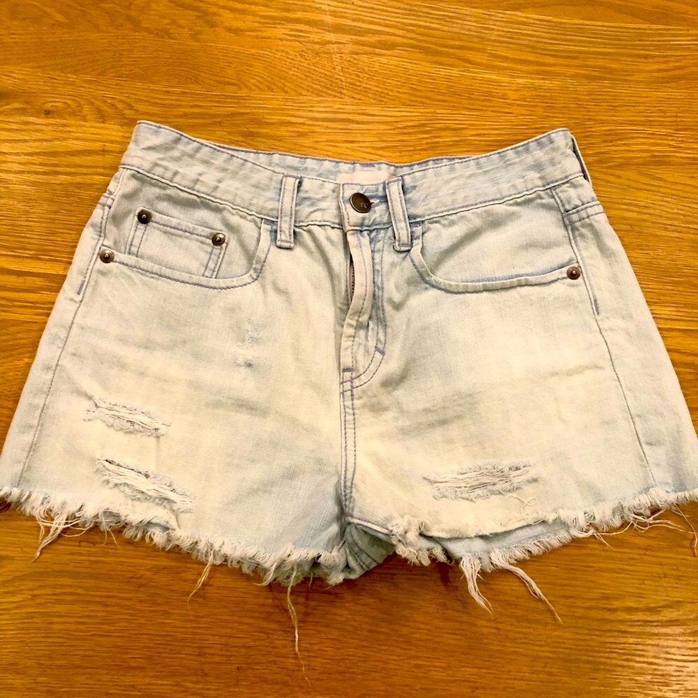 High waisted denim mom jean shorts